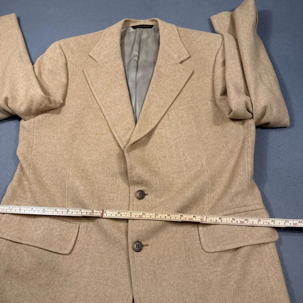 100% Cashmere Blazer Sport Coat in‎ Tan Men's Size 44 Long Kingsbridge